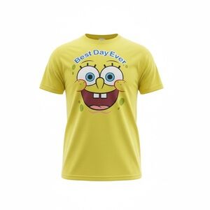 Vintage Kids Nickelodeon Sponge Bob Big Face “Best Day Ever” Tee Shirt- Size 10
